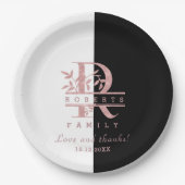 Moderne Roze Gouden Gesplitste Aangepaste Monogram Papieren Bordje (Voorkant)