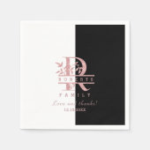 Moderne Roze Gouden Gesplitste Aangepaste Monogram Servet (Voorkant)