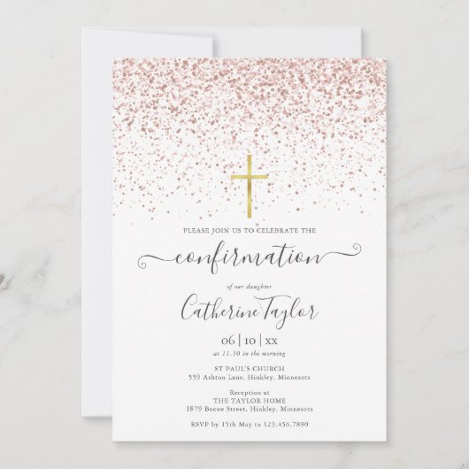 Moderne Roze Gouden Glitter Bevestiging Kaart (Voorkant)