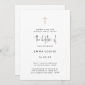 Moderne Roze Gouden Glitter Kruis Handgeschreven D Kaart (Voorkant / Achterkant)