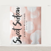 Moderne Roze Gouden Glitter Lichtjes Sweet 16 Acht Wandkleed (Voorkant)