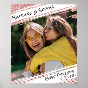 Moderne Roze Gouden Glitters & Foto BBF Beste Vrie Poster