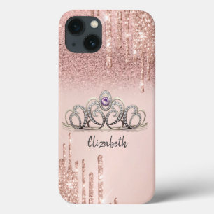Moderne roze gouden glitterslierten ombretiara iPhone 13 hoesje