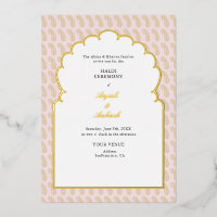 Moderne Roze & Gouden Mehendi Ceremonie Indiaas