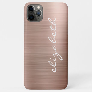 Moderne Roze Gouden Metalen Gepersonaliseerde Scri iPhone 11 Pro Max Hoesje