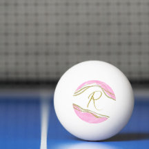 Moderne Roze & Gouden Monogrammed pingpongballen