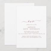 Moderne Roze Gouden Script Eerste Verjaardagsfeest Kaart (Voorkant / Achterkant)