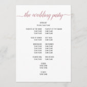 Moderne Roze Gouden Script Minimale Trouwceremonie Programma (Achterkant)