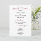 Moderne Roze Gouden Script Minimale Trouwceremonie Programma (Staand voorkant)