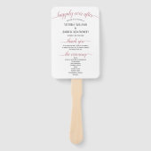Moderne Roze Gouden Script Minimale Trouwprogramma Handwaaier (Voorkant)