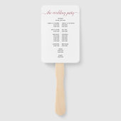 Moderne Roze Gouden Script Minimale Trouwprogramma Handwaaier (Achterkant)
