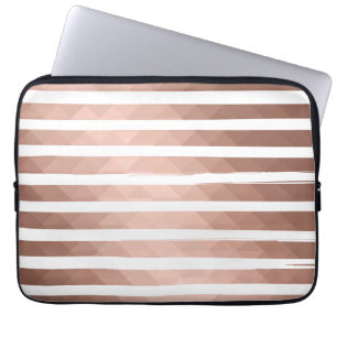 Moderne roze gouden strepen chic girl laptop sleeve