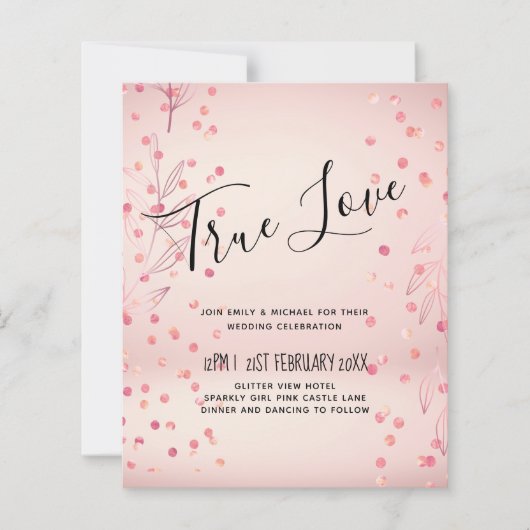 Moderne Roze Gouden Trendy Budget Bruiloft (Voorkant)