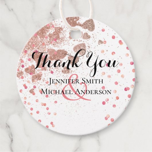 Moderne Roze Gouden Trendy Budget Bruiloft Bedankjes Labels (Voorkant)