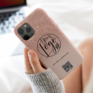 Moderne roze gouden zakelijke bedrijfslogo QR-code iPhone 14 Pro Max Hoesje