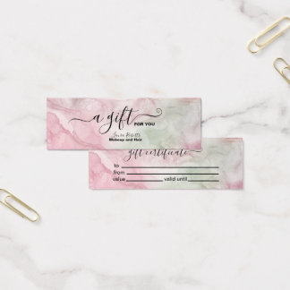 Moderne roze goudWaterverf Cadeaubon Mini Visitekaartjes