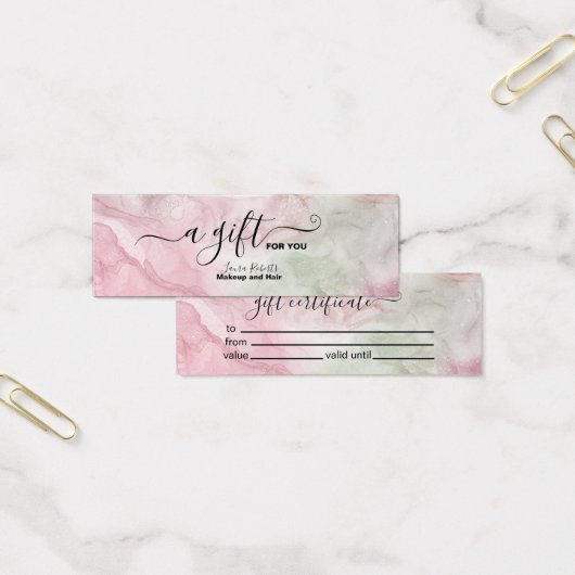 Moderne roze goudWaterverf Cadeaubon Mini Visitekaartjes (Kantoor)