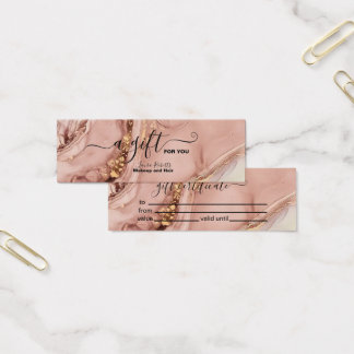 Moderne roze goudWaterverf Cadeaubon Mini Visitekaartjes