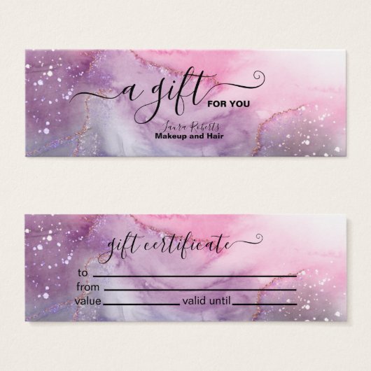 Moderne roze goudWaterverf Cadeaubon Mini Visitekaartjes (Voorkant /achterkant)