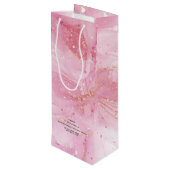 Moderne roze goudWaterverf Wijn Gift Bag Wijn Cadeautas (Achterkant Gekanteld)