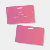 Moderne Roze Gradiënt Make-up Artiest Business Badge (Front & Back)