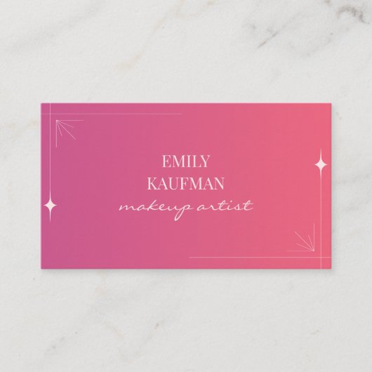 Moderne roze gradiënt make-up artiest visitekaartje (Voorkant)