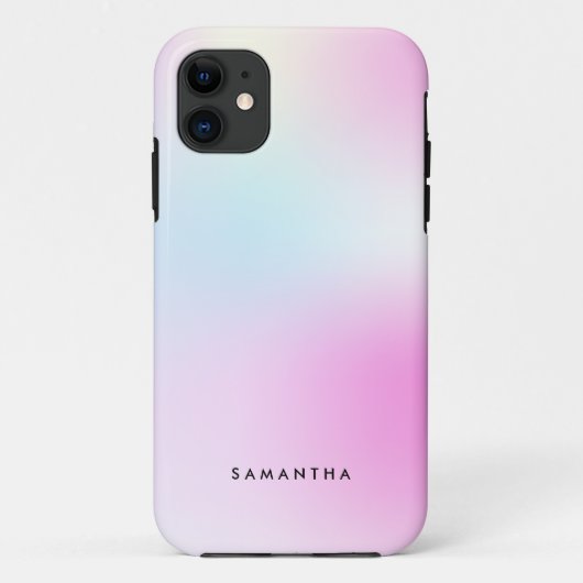 Moderne Roze Gradiënt Monogram Naam Case-Mate iPhone Case (Achterkant)