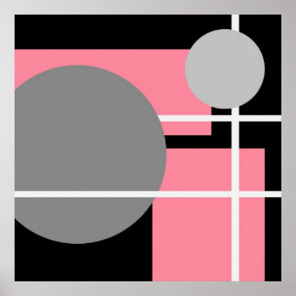 Moderne roze grijs zwart wit - MS0001 Canvas Poster