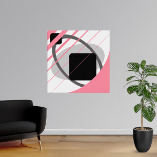 Moderne roze grijs zwart-wit - MS0002 Canvas Poster