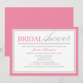 Moderne Roze & Grijze Bruidsdouche Uitnodigingen (Voorkant / Achterkant)