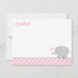 Moderne Roze Grijze Olifant Baby Shower Notitiekaartje