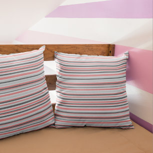 Moderne roze grijze strepen kussen