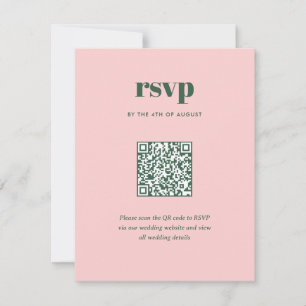 Moderne Roze Groen Trendy Mix Match Wedding QR Cod RSVP Kaartje