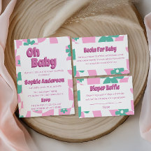 Moderne Roze & Groene Bloemige Luierloterij