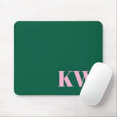 Moderne Roze Groene Monogram Beginletters Geperson Muismat (Met muis)