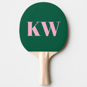 Moderne Roze Groene Monogram Eerste Letters Gepers Tafeltennisbatje