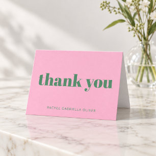 Moderne Roze Groene Persoonlijke Bat Mitzvah Bedankkaart