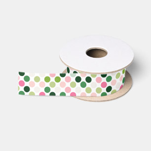 Moderne roze groene polka stippen patroon monogram lint