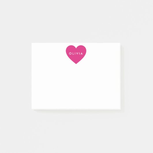 Moderne Roze Hart Persoonlijk Post-it® Notes (Voorkant)