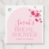 Moderne roze heldere bloem bruidsdouche favoriet t bedankjes labels (Voorkant)