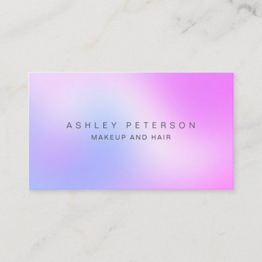 moderne roze holografische iridescent ombre visitekaartje (Voorkant)