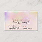 Moderne roze holografische wimpers borstel roze visitekaartje (Achterkant)