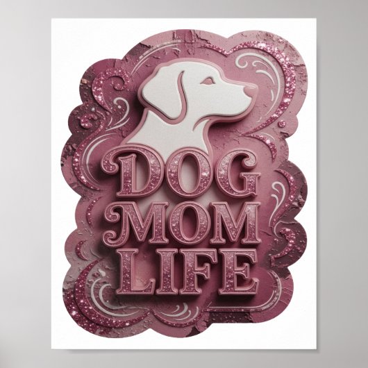 Moderne Roze HOND MOEDER LEVEN Poster (Voorkant)