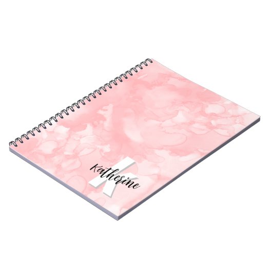Moderne Roze Initiaal Monogram Notitieboek (Linkerzijde)