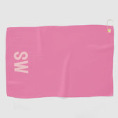 Moderne roze Initialen Golfhanddoek (Horizontaal)