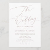 Moderne roze kalligrafie Eenvoudig huwelijk Kaart (Voorkant)