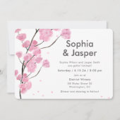 Moderne roze kersenbloesem bruiloft uitnodiging (Voorkant)