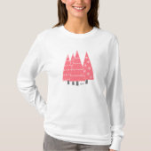 Moderne roze kerstbomen Monogram T-shirt (Voorkant)
