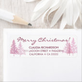 Moderne roze kerstbomen retouradres etiket (Insitu)