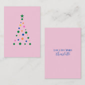 Moderne roze kerstboom - aangepaste back-begroting notitiekaartje (Voorkant / Achterkant)